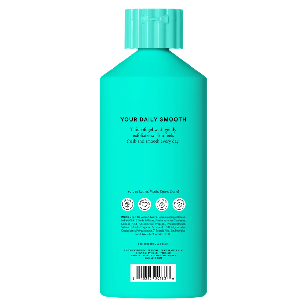 Billie Exfoliate Body Wash Tidal Rose Scent 18 Fl Oz texture on hand