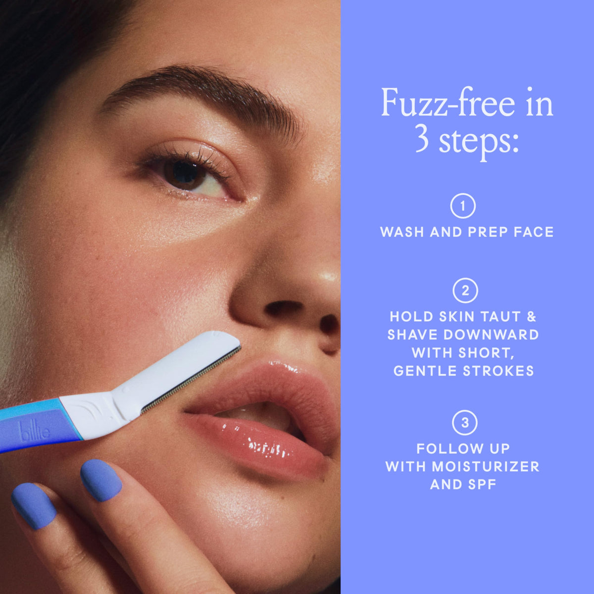 Billie Face Razor handle showing slip-free grip