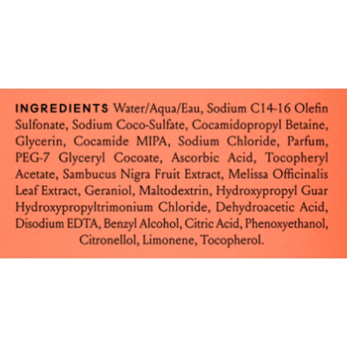 Billie Glow Body Wash ingredients list