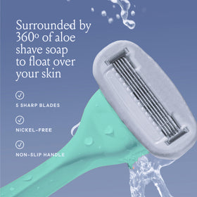 Billie Women's Razor Refill Blades side view with aloe shave soap