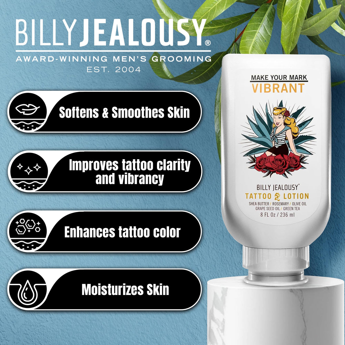 Billy Jealousy Tattoo Lotion 8 Fl Oz side view