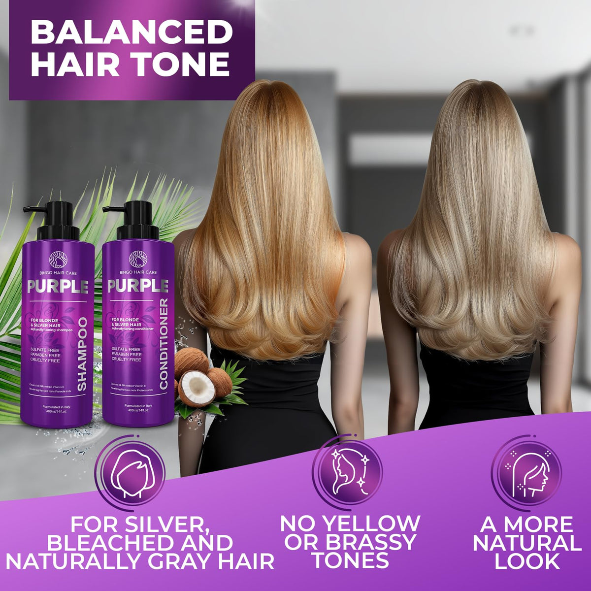 BINGO HAIR CARE Purple Conditioner 14 Fl Oz front view