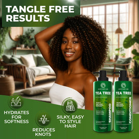 BINGO HAIR CARE Tea Tree Shampoo and Conditioner set with ingredients list