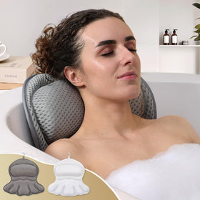 Binobella Bath Pillow gray model front view with suction cups