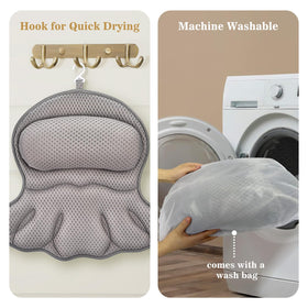 Binobella Bath Pillow hanging to dry with loop