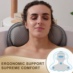 Binobella Bath Pillow in a bathtub demonstrating neck support