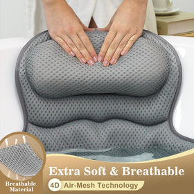 Binobella Bath Pillow showing suction cups on a tub surface