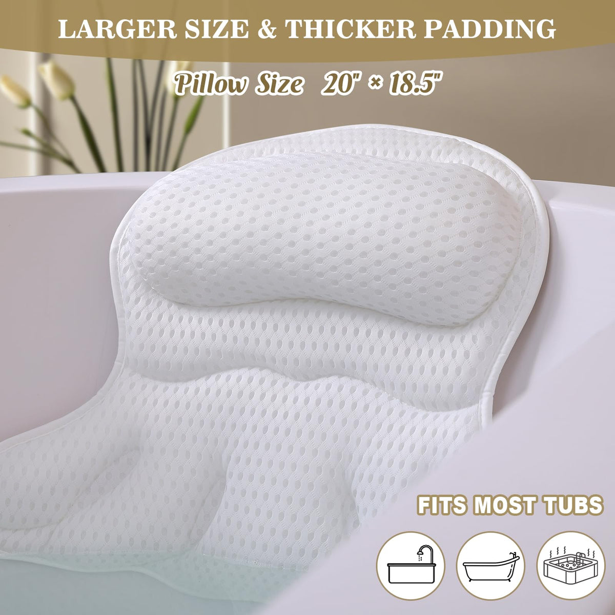 Binobella Bath Pillow with protective mesh bag for washing