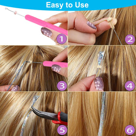 Bintvoy Hair Tinsel strands in a rainbow of colours