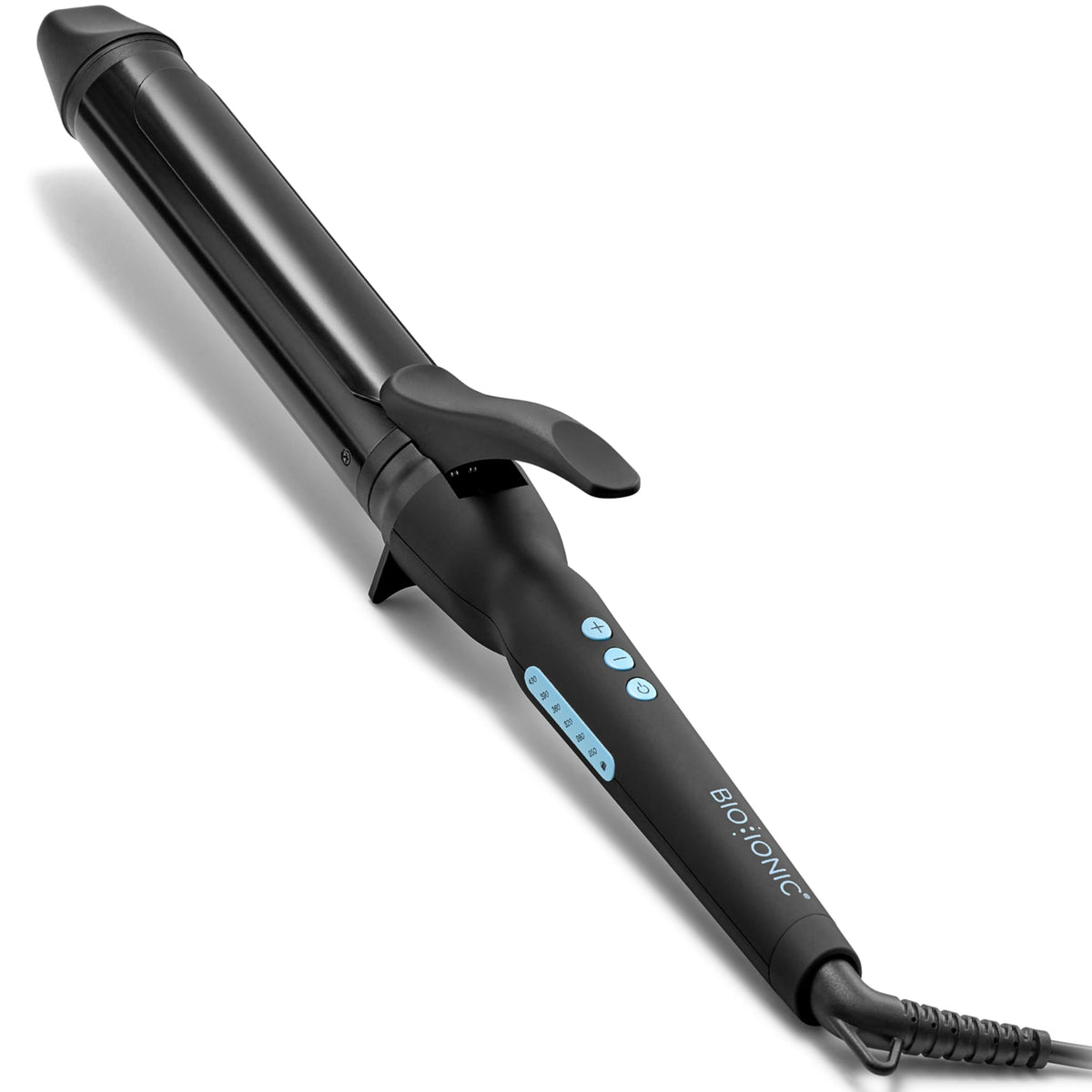 BIO IONIC Long Barrel Curling Iron front view with 1.5 inch barrel