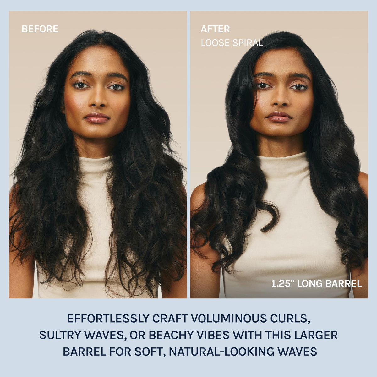 BIO IONIC Long Barrel Curling Iron in use styling long hair