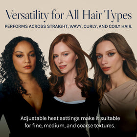 BIO IONIC Long Barrel Curling Iron showing heat settings