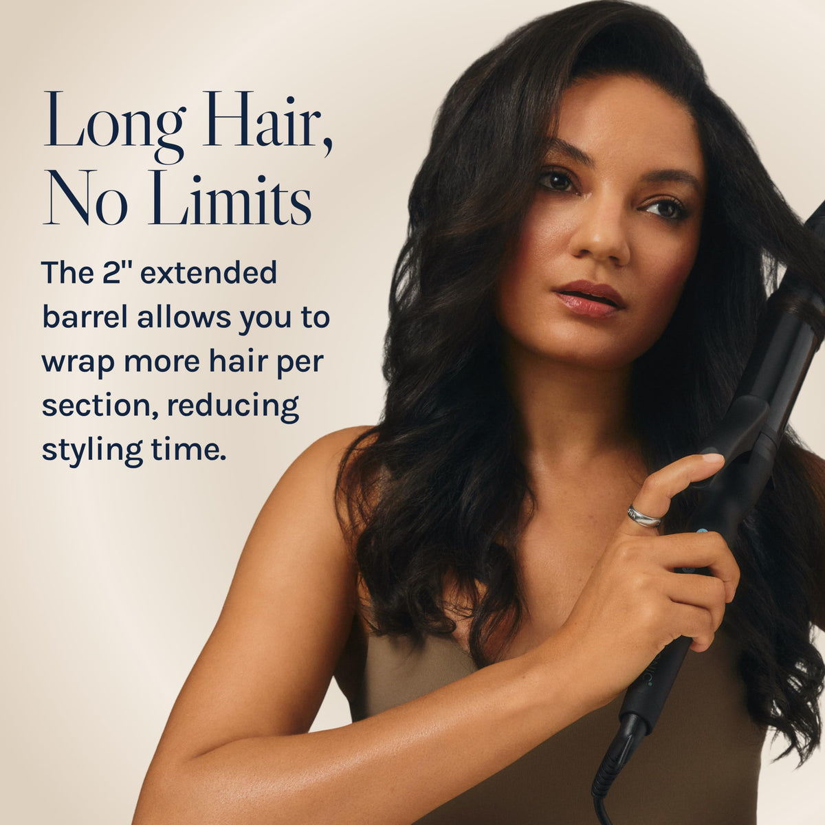 BIO IONIC Long Barrel Curling Iron side view showing controls