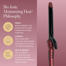 BIO IONIC Long Barrel Curling Iron Velvet Rouge cool touch grip