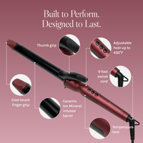 BIO IONIC Long Barrel Curling Iron Velvet Rouge packaging