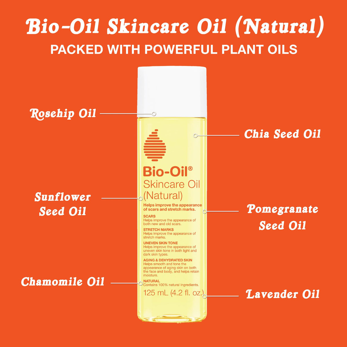 Bio-Oil bottle with fresh flowers