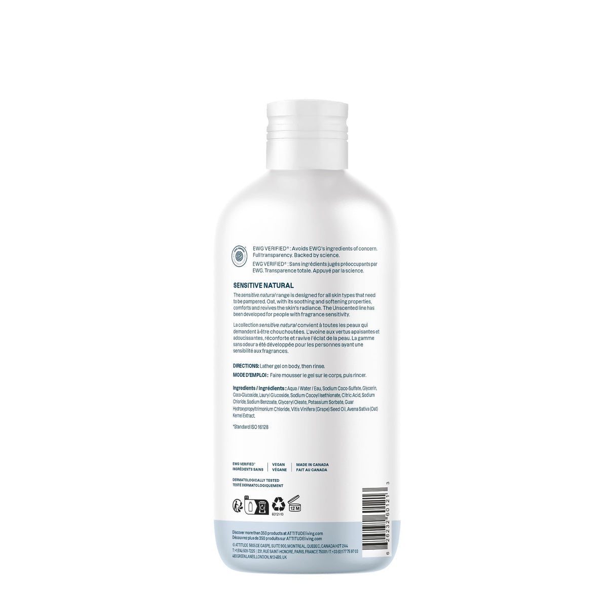 BIO SPECTRA ATTITUDE Body Wash with oat extract ingredient
