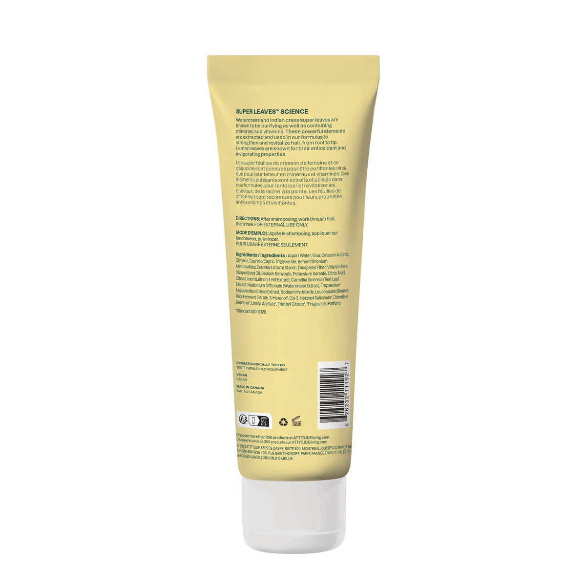 BIO SPECTRA ATTITUDE Clarifying Conditioner ingredients list on packaging