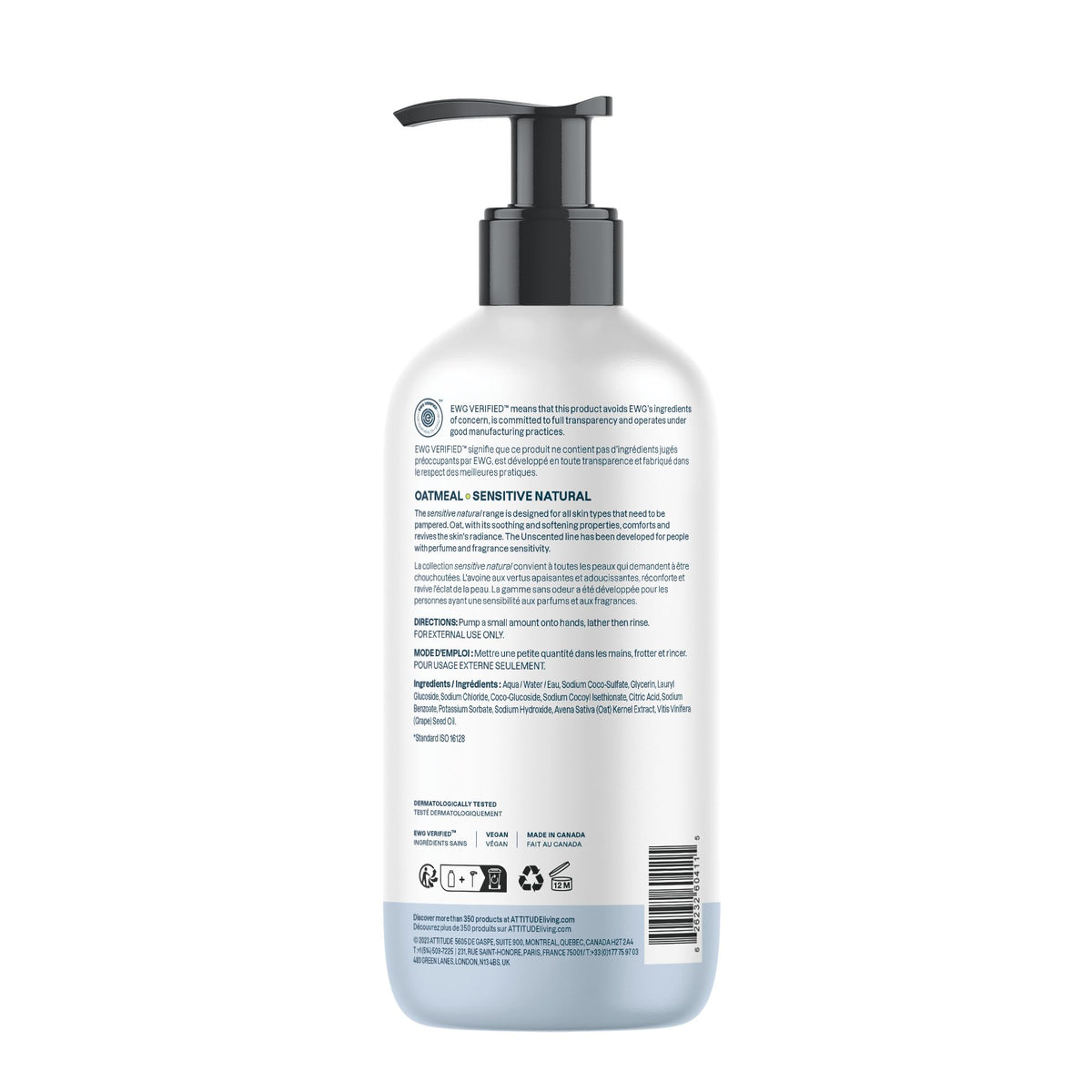 BIO SPECTRA ATTITUDE Hand Soap for Sensitive Skin eco-friendly bottle