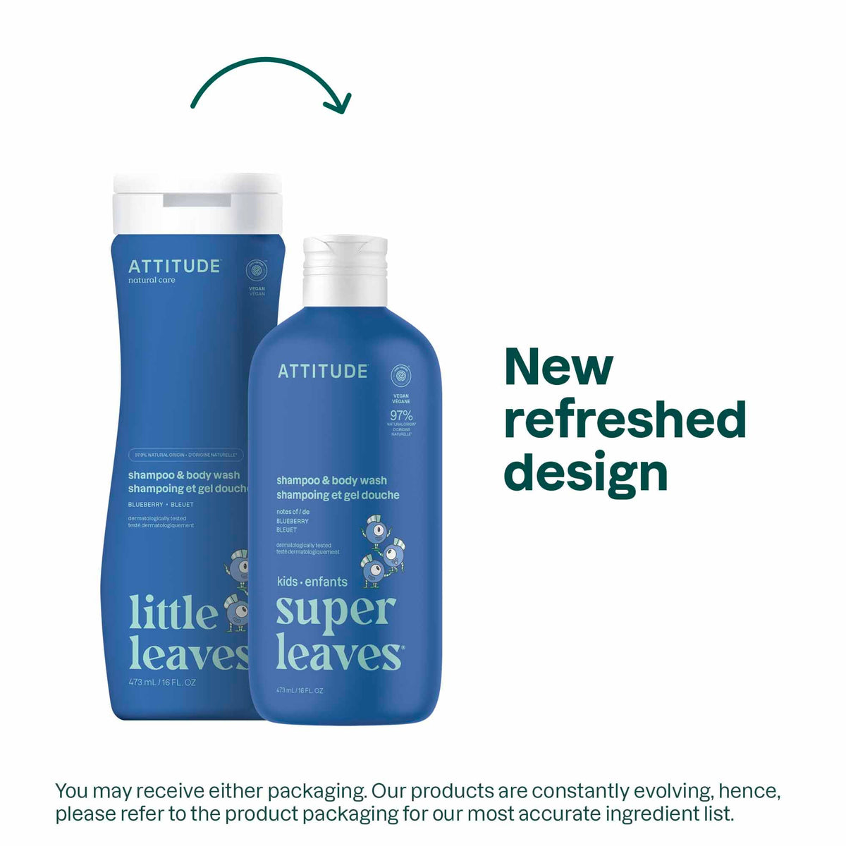 BIO SPECTRA ATTITUDE Kids Shampoo and Body Wash bottle with blueberry design