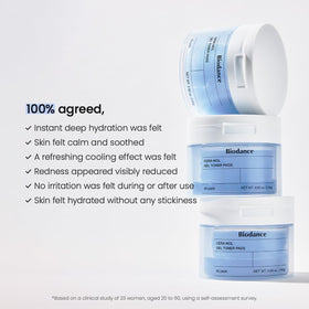 BIODANCE Cera-nol Gel Toner Pads on a bathroom counter