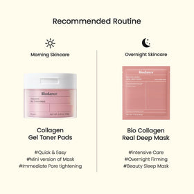 BIODANCE Collagen Gel Toner Pads displayed with other skincare items