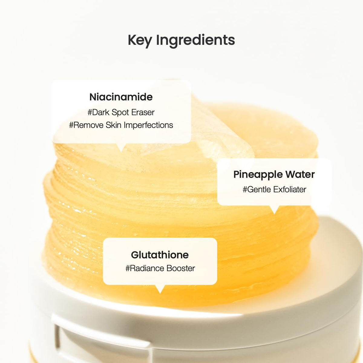 BIODANCE toner pads with a fresh pineapple background