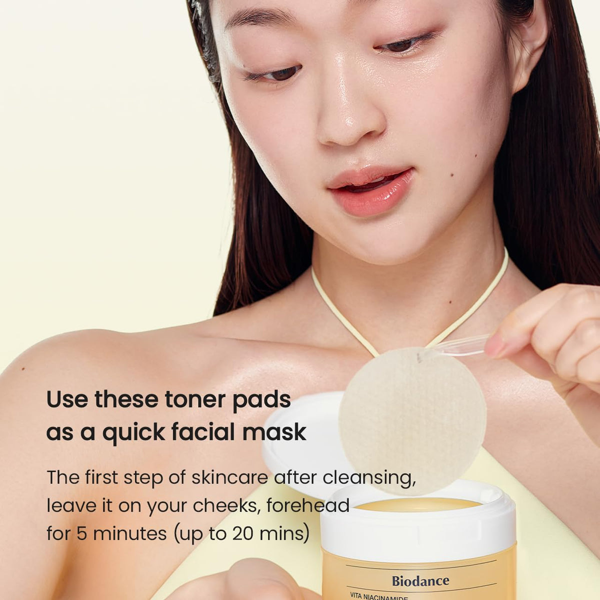 BIODANCE toner pads with skincare routine items