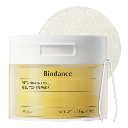 BIODANCE Vita Niacinamide Gel Toner Pads front view with packaging