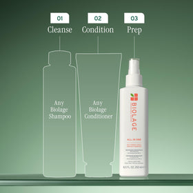 Biolage All-In-One Multi-Benefit Spray application on hair