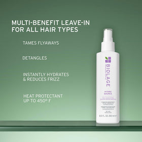 Biolage Hydra Source Daily Leave-In Tonic misting on damp hair