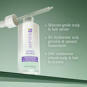 Biolage Hydra Source Scalp & Hair Serum 3 fl oz on bathroom shelf