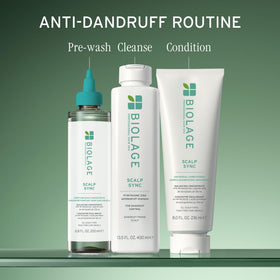 Biolage Scalp Sync Anti-Dandruff Shampoo 449g in bathroom setting