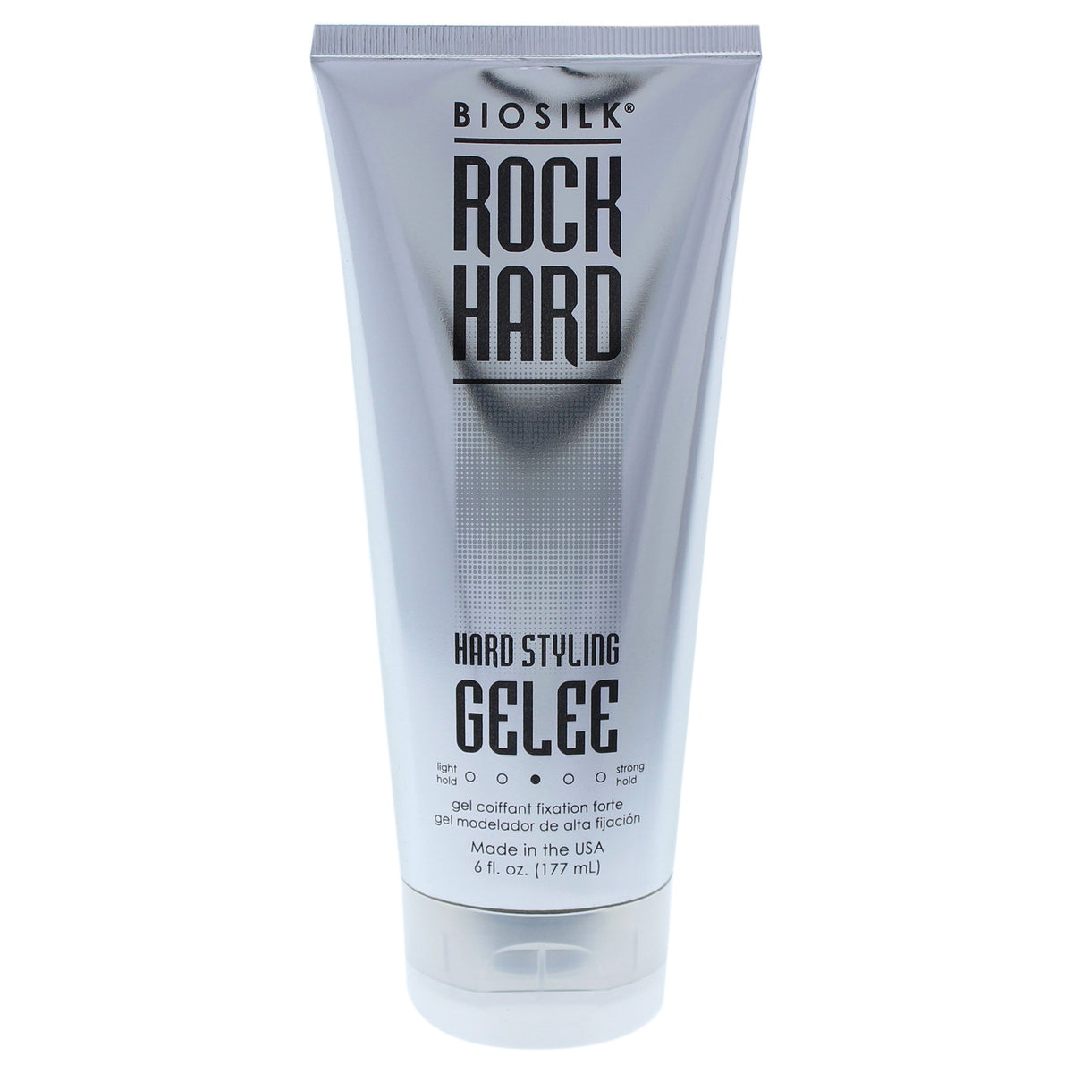 BioSilk Rock Hard Hair Styling Gelee 6 oz front view with packaging details