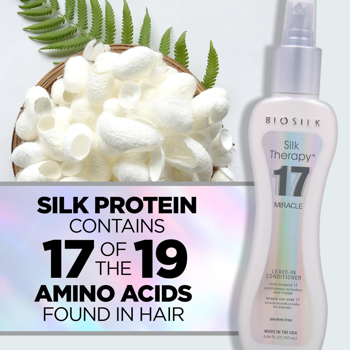 BioSilk Silk Therapy Miracle Leave-In Conditioner 5.64 Oz application on hair