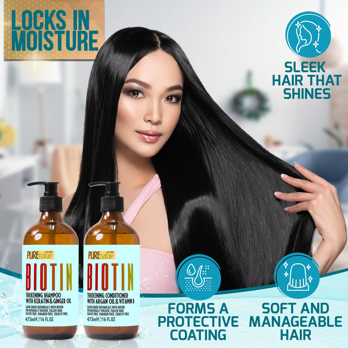 Biotin Shampoo and Conditioner Set lifestyle scene