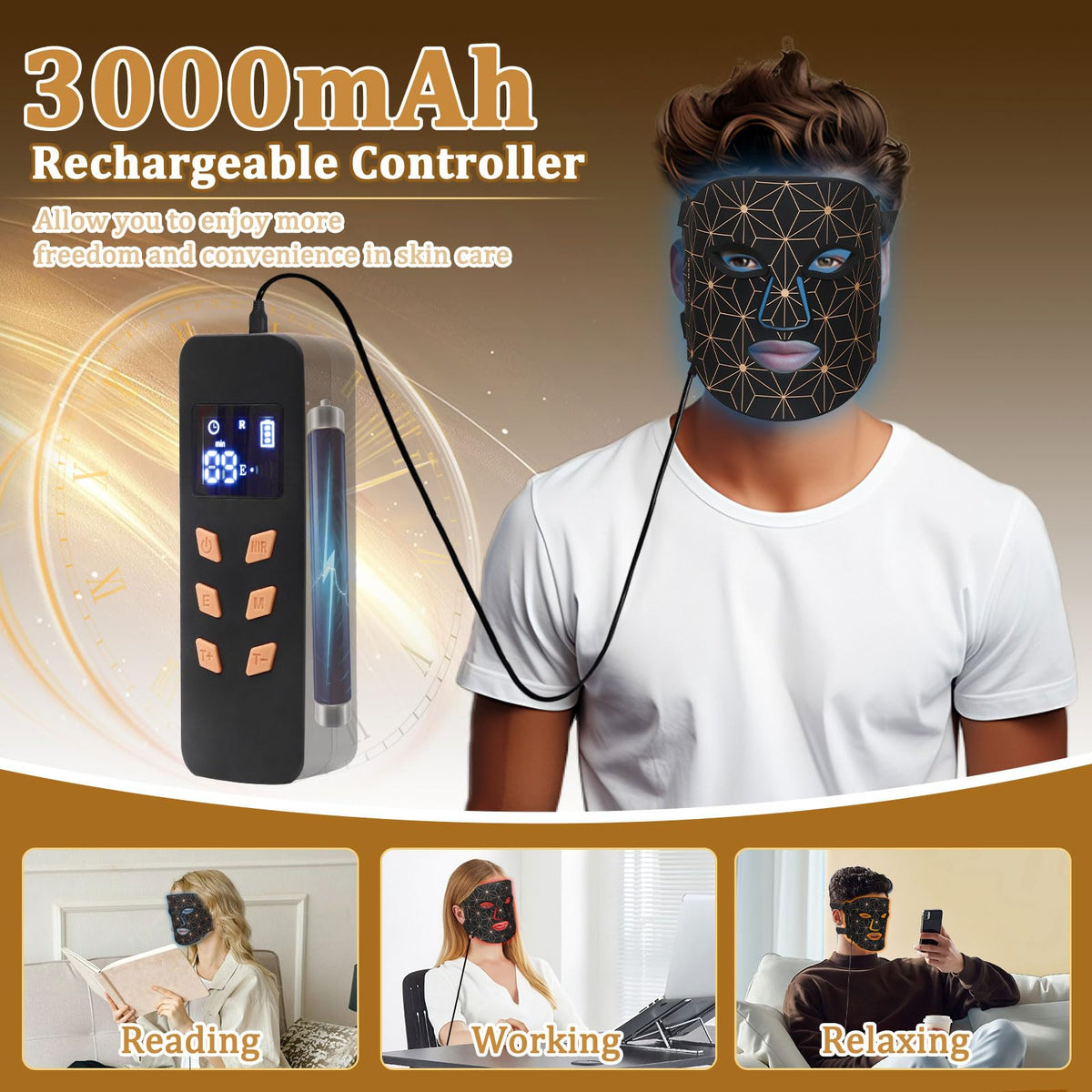 biuufish Red Light Therapy Mask showing silicone material texture