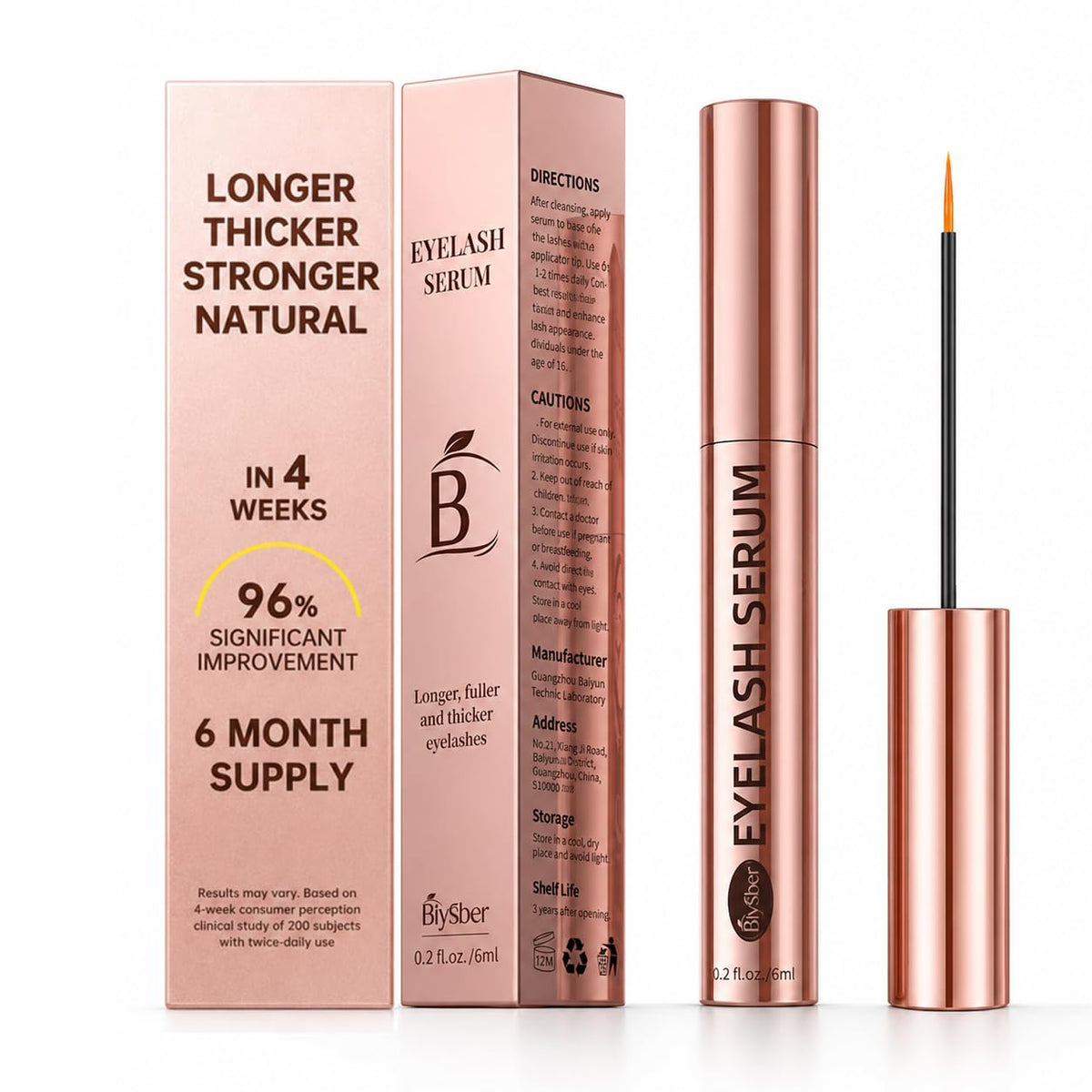 BIYSBER Eyelash Growth Serum 6mL bottle front view