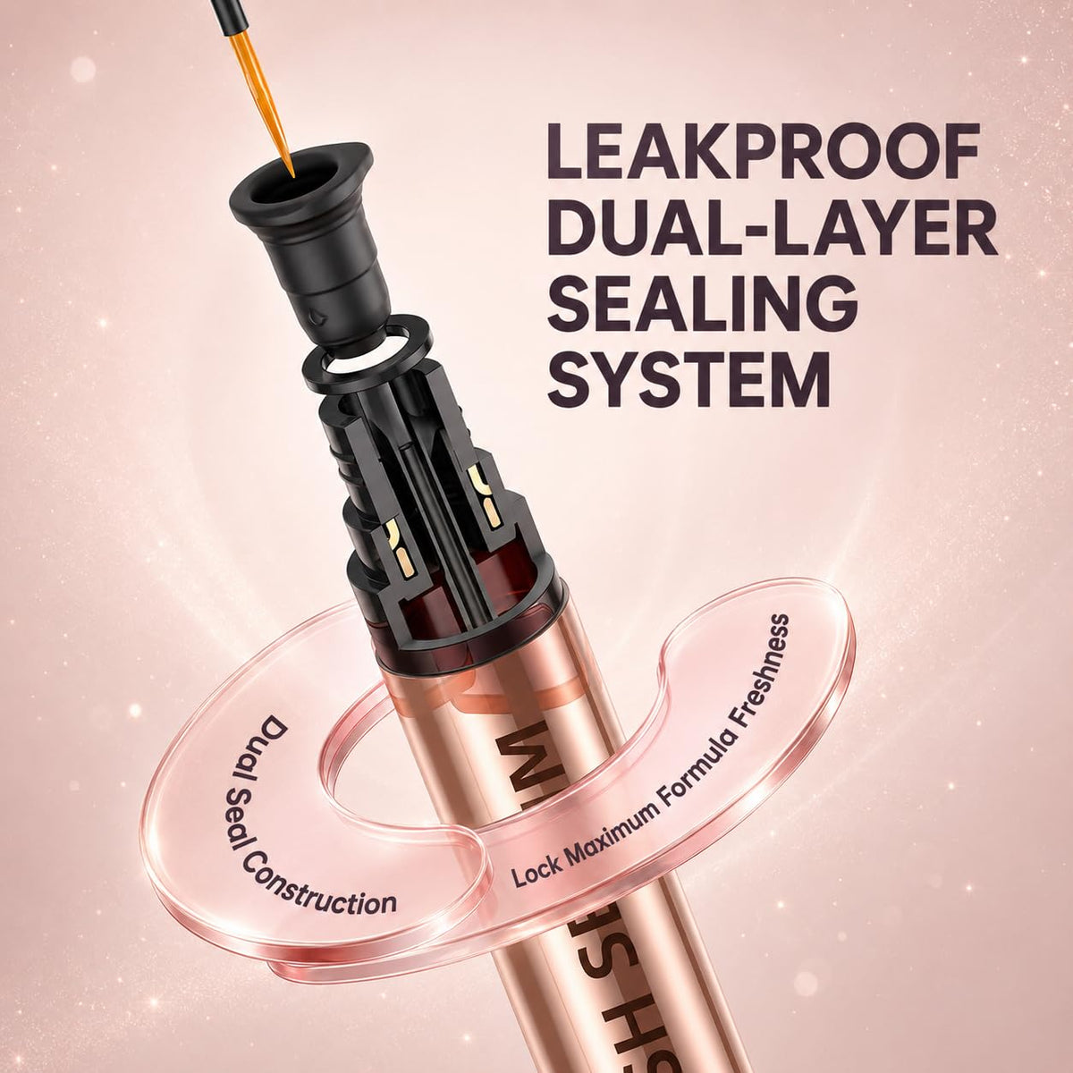 BIYSBER Eyelash Growth Serum on a vanity with makeup