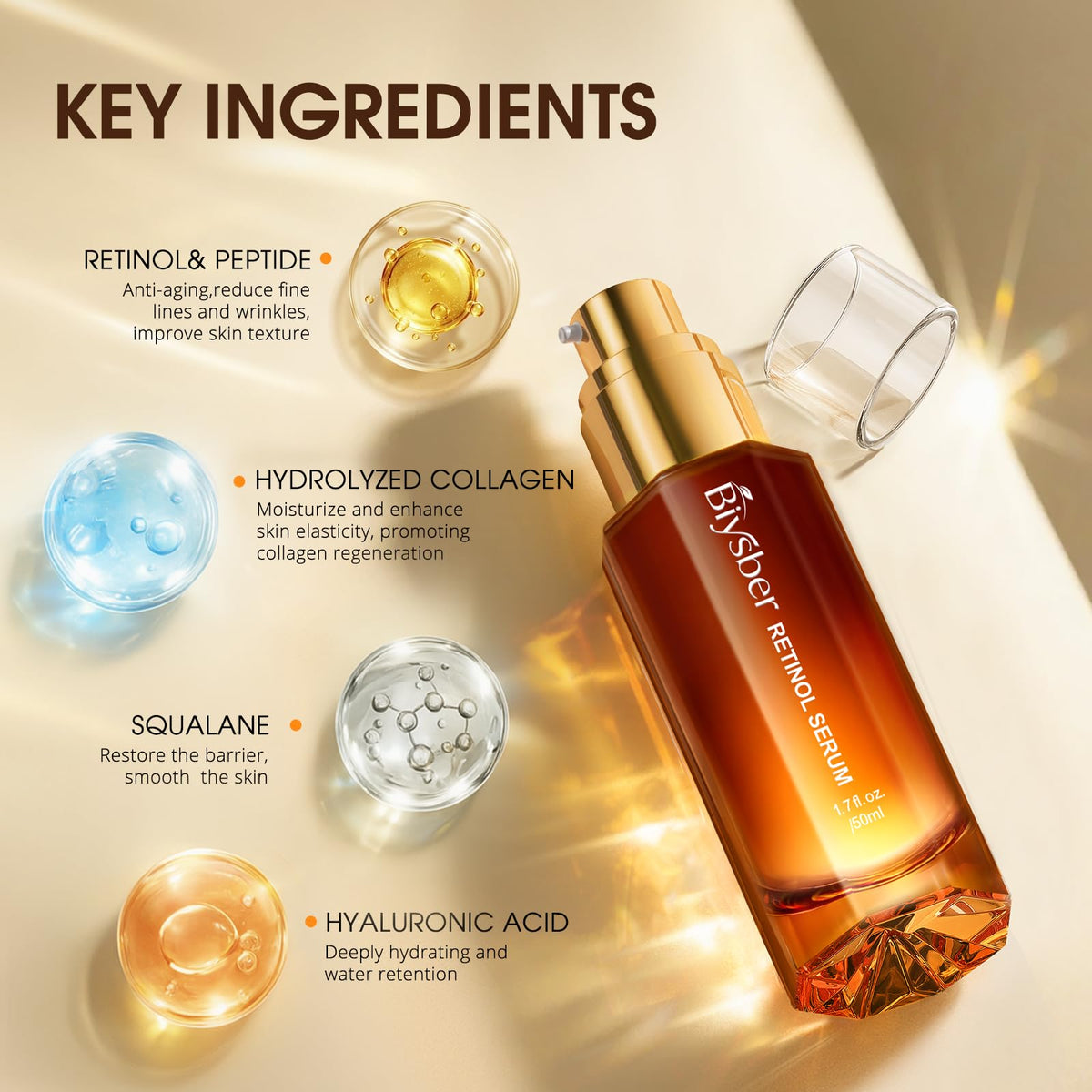 BIYSBER Retinol Collagen Serum application on face