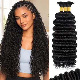 BIZVUS Human Braiding Hair 110g deep wave bundles front view