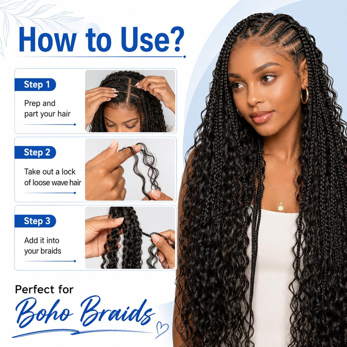 BIZVUS Human Braiding Hair 3 bundles packaging
