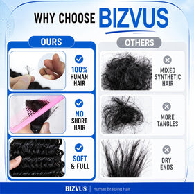 BIZVUS Human Braiding Hair styled in boho knotless braids