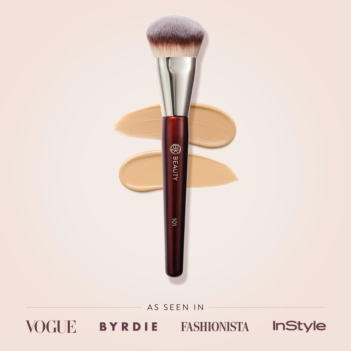 BK BEAUTY 101 Contoured Foundation Brush side view showcasing its sleek design