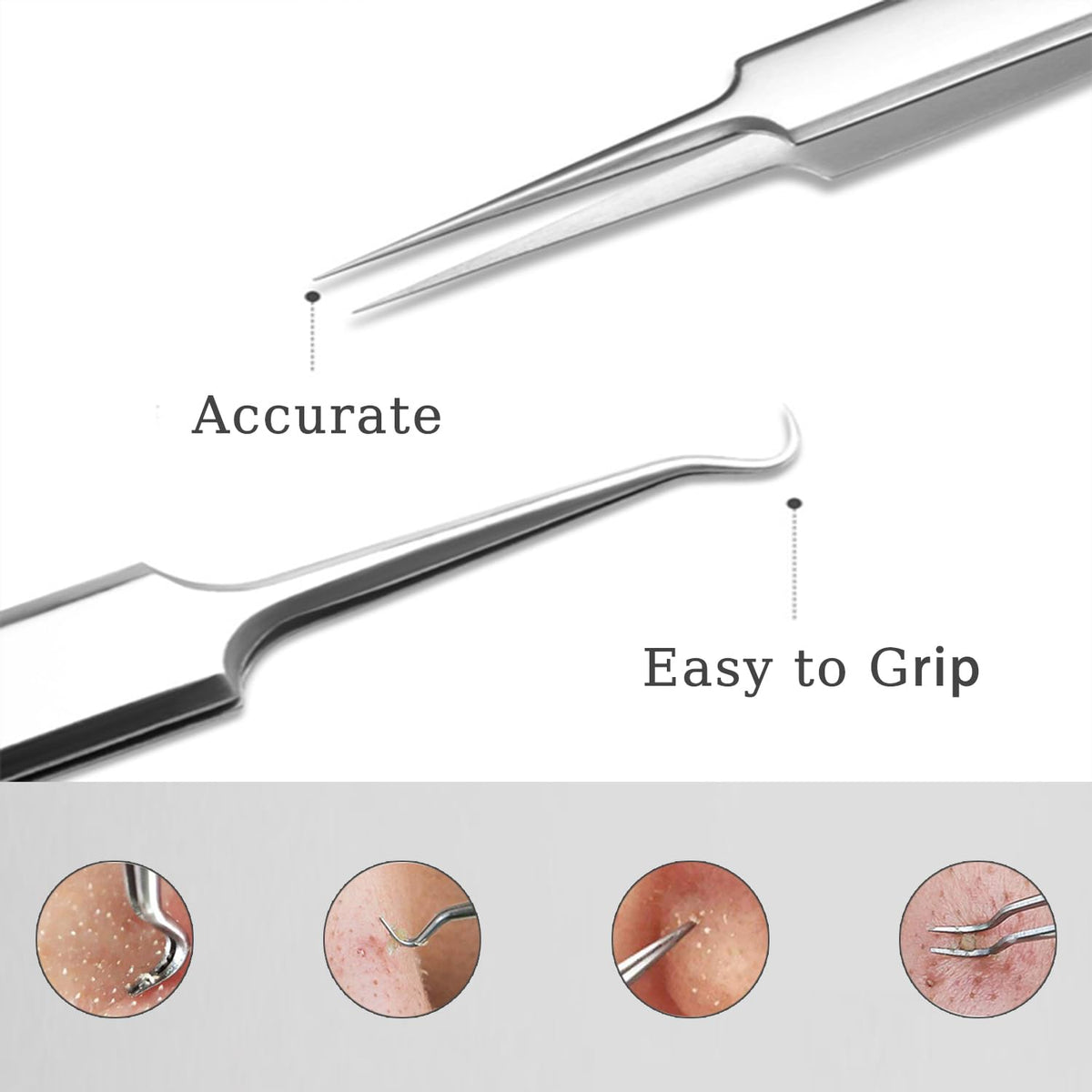 BLAAROOM tweezers in use on a skin surface