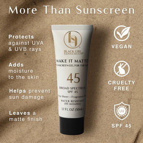 BLACK GIRL SUNSCREEN Make It Matte SPF 45 Gel application on skin