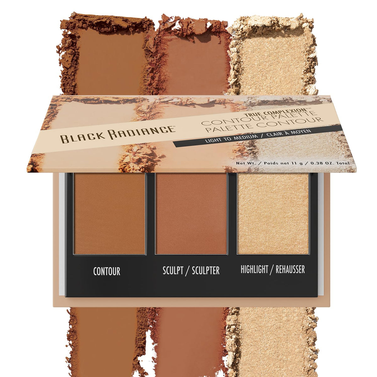 Black Radiance True Complexion Contour Palette front view with three shades