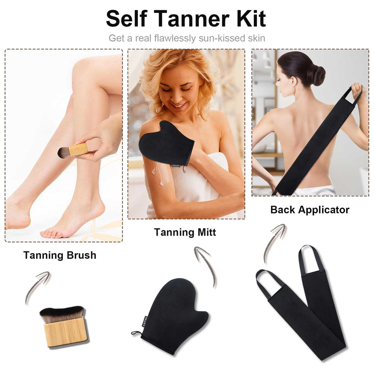 Black self tan mitt applicator from G GAIYAH