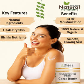 Bless International Organic Raw Cocoa Butter 140g with natural ingredients