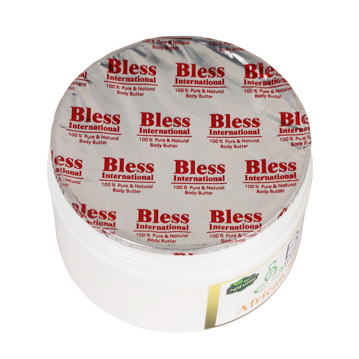 Bless International Organic Raw Shea Butter packaging side view